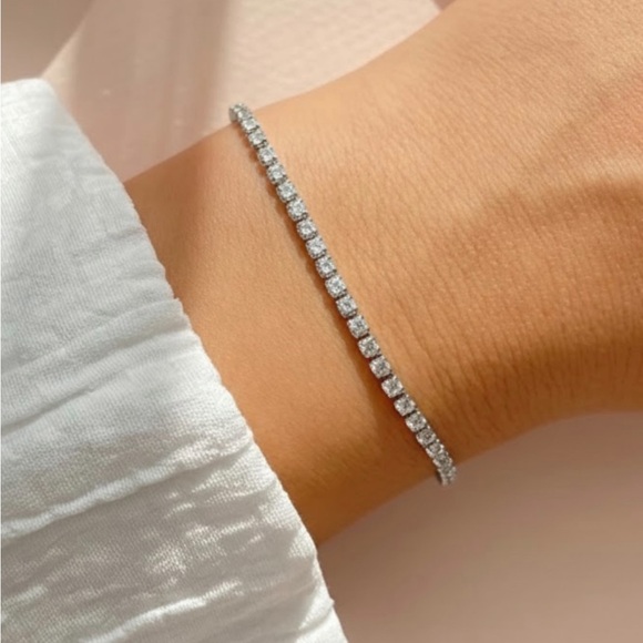 SC JEWELRY Jewelry - Real Zircon Adjustable Tennis Bracelet | Platinum Plated | Waterproof